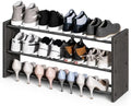 3 Tier Shoe Shelf for Closet, 17"-30" Adjustable Hanging Shoe Rack, Wall Mounted Shoe Rack Holds 12 Pairs, Small Wall Shoe Storage Organizer for Garage, Entryway, Hallway, Bedroom (Black) by HomeOrganizerandStorage
