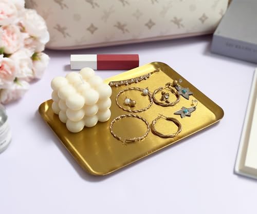 Small Gold Tray Stainless Steel, 8x6 Inch Rectangular - Image 7