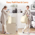 Lifewit Double Laundry Hamper with Lid, Removable Laundry Bags, Beige - Image 4
