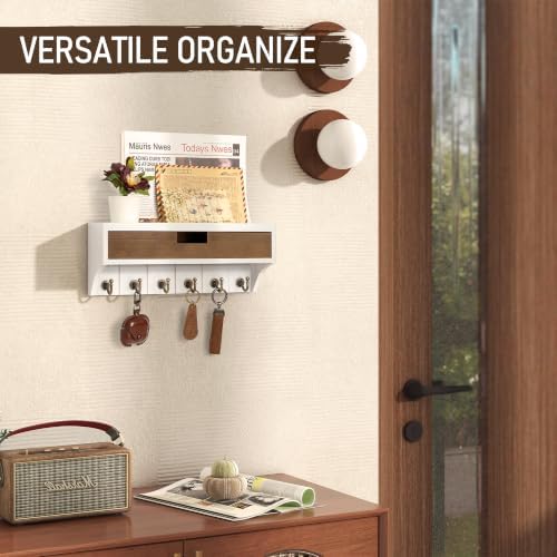 Rebee Vision Key Holder Wall Mount Room Decor, White & Retro Brown - Image 4