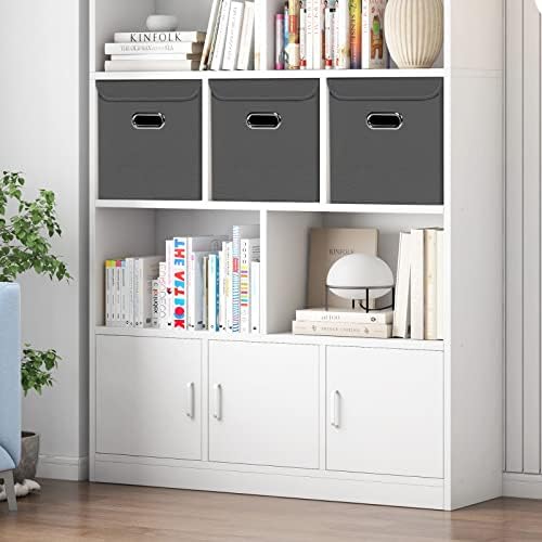 Closet Organizers Fabric Storage Bins With Lids Collapsible Cube Storage Organizer Basket With Handles,Storage Boxes for Clothes Storage,Office,Laundry,Shelves,6 Pack,（Grey - Image 4