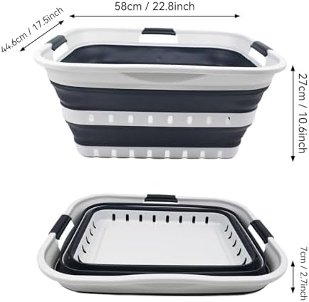SAMMART 42L (11 gallon) Collapsible Plastic Laundry Basket - Foldable Pop Up Storage Container/Organizer - Space Saving Hamper/Basket (1, Grey/Slate Grey) - Image 3