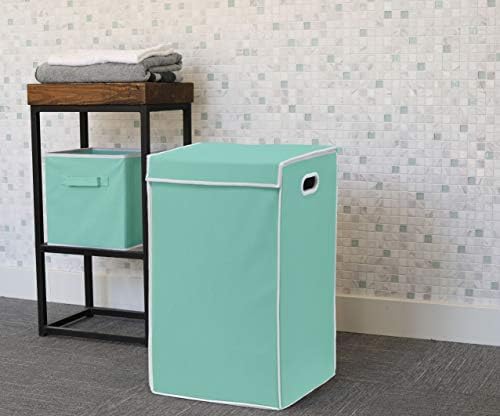 Simple Houseware Foldable Laundry Hamper Basket with Lid, Turquoise - Image 2