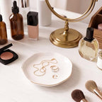 Ceramic Jewelry Tray, White Initial E Personalized Jewelry Dish - Image 4