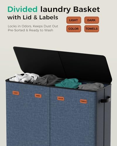 185L Laundry Hamper 4 Section with Lid & Removable Bags - Image 3