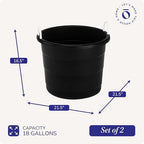HOMZ Utility Tub, Storage Bucket with Rope Handles, 18 Gal, Black, 2 Pack - Image 3