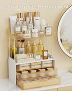 Anylady Bathroom Organizers and Storage, Makeup Organizer (Sturdy Durable Attractive), Ideal for Vanity, Countertop, Counter, Perfume, Skincare, Cabinet, Cosmetic, Dresser Organizer (Gold) - Image 2