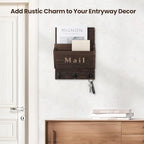 Mail and Key Holder, Wall Key Holder with 2 Mail Organizer Slot and 3 Hooks - Image 5