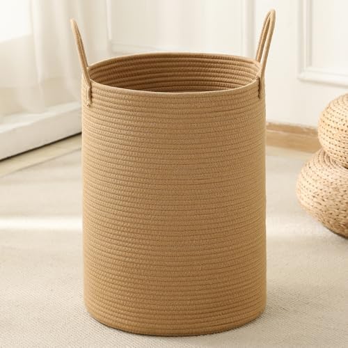 Laundry Basket Hamper Tall Rope Storage Woven for Blanket toys Dirty Clothes in Living Room Bathroom Bedroom (Jute Brown, 100L/26.4Gal) by AMTOTAM