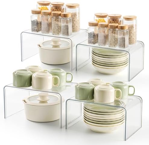 Bobomoment Clear Cabinet Organizer, Stackable Shelf Organizer Set of 4 by BobomomentHome