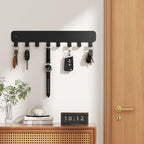 pickpiff Key Holder Wall Mount, Adhesive Key Rack with 8 Hooks Hanger for Car Key Ring, Metal Key Chain Organizer, Black 1 Pack - Image 2