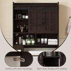 Halitaa Over The Toilet Storage Cabinet with Sliding Doors,Espresso - Image 4