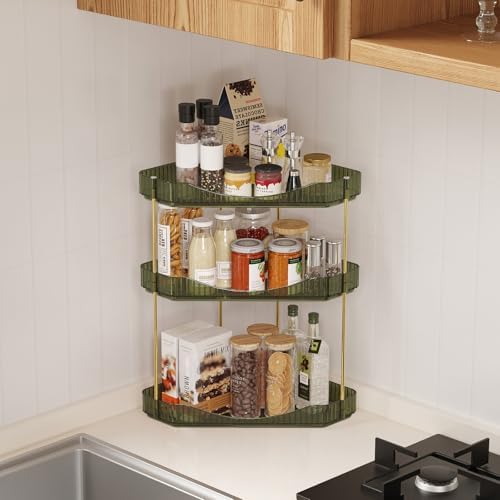 Lifewit 3 Tier Corner Bathroom Counter Organizers and Storage, Green - Image 6