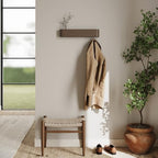 Kazai. Wall-Mounted Coat Rack 'Toke' - Modern Design Coat Rack with Hidden Wall Hooks - Solid Wood Veneer Panel Coat Hanger - Oak, Dark - Image 6