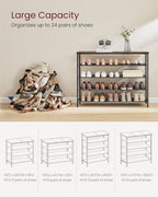 VASAGLE 5-Tier Shoe Rack, 20-24 Pairs, Steel Frame - Image 6