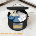 Samplife Hat Box,Hat Storage Box,Stackable Round Brim Hats Organizer Bag Container for Closet,Travel Hat Boxes for Women, Cowboy Hat Organizer, FoldableTravel Cap Boxes (02-Black, 16.5" D x 10.5" H) - Image 7