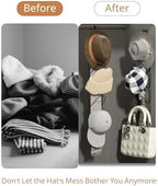 LINFIDITE 10 Pack Hat Rack Hanger Holder Organizer Closet Hanging Baseball Cap Display Storage Rack for Scarves Handbags Towels Clothes Ties Over Door Wall Mounted w Hanging Hook Black - Image 2