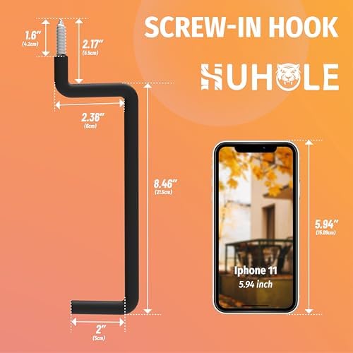 HUHOLE 4 Pack 8.46 Inch Screw in Ladder Hooks for Garage Wall - Image 3