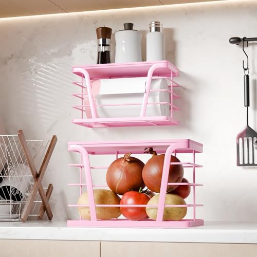 TIDIIABODE 2 Pack Pink Trash Bag Holder - Stackable Garbage Bag Dispenser with Bamboo Top, Kitchen Accessories & Decor, Wall Mount Storage for Kitchen, Home, Bathroom Decor & Gifts - Image 7