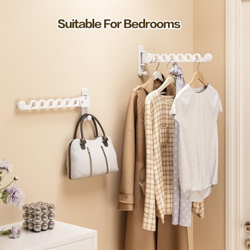 Wall Mounted Clothes Drying Rack, Laundry Clothes Hanger Rack Wall Mounted, Foldable Clothes Rack for Laundry Room, Space Saving Closet Storage Organizer Clothes Hanger Indoor, 1pcs(White) - Image 4