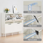 Shoe Storage Cabinet with 4 Flip Drawers, Freestanding Shoe Organizer with Adjustable Shelf & Anti-Tipping Device, Hidden Shoe Rack for Entryway, Hallway, Foyer, Lounge（White） - Image 3