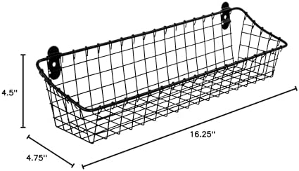 Spectrum Medium Wire Wall Basket Matte Black Rustic Wall Bin, Vintage Wire Basket_Wall Mount Hanging Caddy for Kitchen Organization, Wall_Mount Storage for Pantry Bathroom Kitchen, Medium (Pack of 4) - Image 3