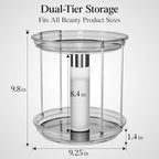 Delamu 2 Tier Rotating Makeup Organizer for Vanity, Skincare Organizer for Bathroom Counter, Spinning Perfume Organizer Cosmetic Holder with Large Capacity, Grey - Image 5