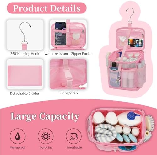 CUBETASTIC Shower Caddy Portable Mesh Shower Tote for Bathroom, Gym, Travel, Camping - Quick Dry Hanging Organizer Toiletry Bag with Handle for College Dorm Room, Men & Women - Image 4