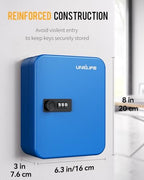Uniclife 20 Position Key Cabinet with Combination Lock Resettable Blue Digital Security Storage Box Steel Key Organizer with Colorful Key Tag Labels Stickers and Hooks - Image 2