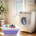 SAMMART 41L Collapsible 3 Handled Plastic Laundry Basket - Foldable Pop Up Storage Container/Organizer - Portable Basket - Space Saving Hamper/Basket (3 handled rectangular, White/Lt. Purple) - Image 2