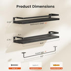 Amada Bathroom Shelves with Towel Bar, Set of 2, Black - Image 3