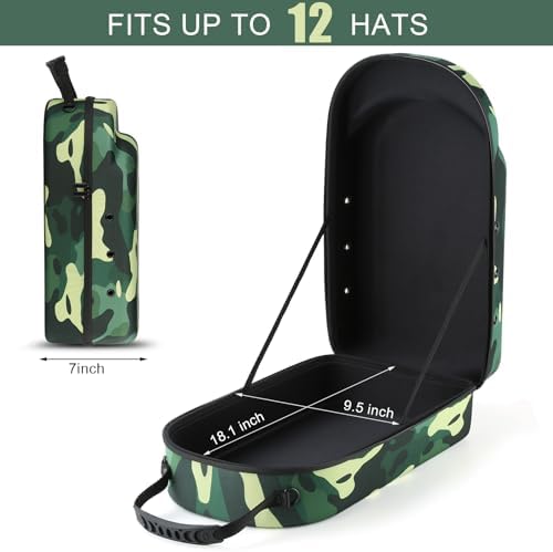 GERMUN Hard baseball hat case, Hat Carrier Travel Case with Adjustable Shoulder Strap, Hat cap case for 12 Baseball Caps - Perfect for Traveling & At-Home Storage (Camo Green) - Image 3