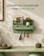 Rebee Vision Key Holder Wall Mount with 2 Drawers for Home Decor, Green - Image 3