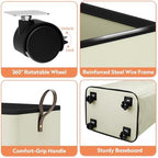 SpaceTrove Rolling Laundry Basket with Wheels, Laundry Hamper, 100L, Cream - Image 5
