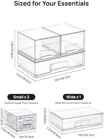 Vtopmart Clear Stackable Storage Drawers Set of 5, Plastic Organizer Bins - Image 2