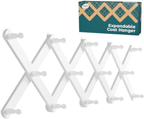 OROPY Accordion Wall Hanger with 14 Pegs, Expandable Wooden Coat & Hat Rack - Image 2