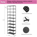 Autonomier 10 Tier Tall Shoe Rack, Non-Woven Fabrics Narrow Shoe Shelf - Image 3