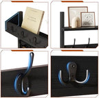 YMYNY 31.5" Coat and Key Rack Wall Mount with Shelf, Black, HWS007B-2 - Image 7