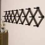SKOLOO Accordion Wall Hanger with 22 Hooks, Modern Expandable Coat Rack Hat Rack for Wall, Solid Wooden, Dark Walnut Color - Image 4