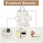 Kanrichu 3pcs Wall Hanging Organizer Bag, Linen Fabric Door Hanging Storage Basket with Pockets, Waterproof Bin for Kitchen, Bedroom, Office, RV Camper (White-Upgraded) - Image 2