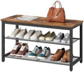 HOOBRO Shoe Bench, 3-Tier Shoe Rack, Industrial Shoe Organizer Storage Bench, 29.5 inches Entry Bench with Mesh Shelves, for Entryway, Living Room, Hallway, Easy Assembly, Rustic Brown BF75HX01 by HOOBRO