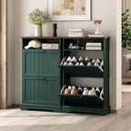 24" W Hidden Shoe Storage Cabinet with 2 Flip Drawers & Open Storage - Image 7