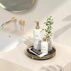 Oroyutor 9-Inch Oak Lazy Susan Vanity Tray, Gold Finish - Image 2