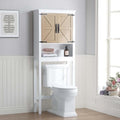 Spirich Over the Toilet Storage Cabinet with Wood-Grain Barn Doors, White by SpirichLLC