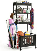 Faesun Sports Equipment Organizer, Ball Storage Rack for Garage, 4-Tier Indoor/Outdoor Rolling Ball Carts with Wheels for Toy Sports Gear Storage, Black by Faesun