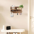 Key Holder Wall Mount, Solid Wood Key and Mail Organizer for Wall(Self Adhesive or Drill), 8 Hooks Key Rack for Entryway Hallway Bedroom Farmhouse Home Decor (Burnt Brown) - Image 4