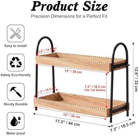 Bathroom Vanity Organizer Countertop 2-Tier Waterproof 20+ Bottles 8 Hooks - Image 2