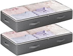 Budding Joy 95L Under Bed Storage Containers, 2 Pack Storage Bins, Grey | Underbed Storage Bags for Blankets, Towels, Comforter, Sweaters, Linen Sheets, Wrapping Paper by BuddingJoy-BuildaJoyfulLifeforYou
