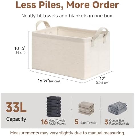 StorageWorks Linen Closet Organizers, Fabric Storage Bin, Beige, 2-Pack - Image 6