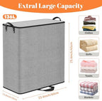 136L 2 Section Laundry Hamper with Lid, Laundry Basket, Gray - Image 2